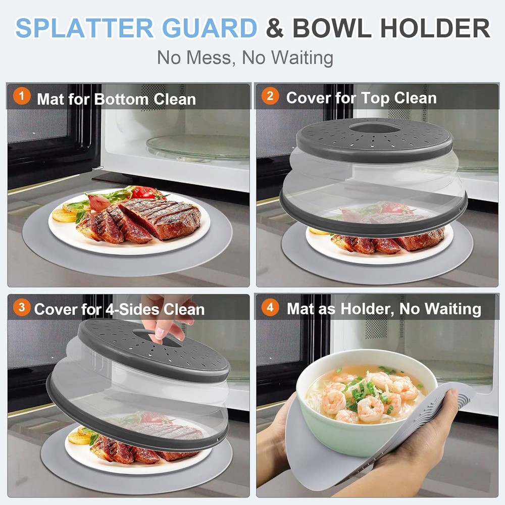 Microwave Plate Cover with Silicone Mat
