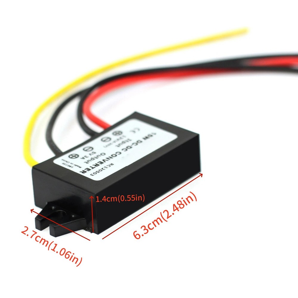 Accessory 2pcs Waterproof 12V to 5V Step Down Converter 3A 89% Efficiency Module