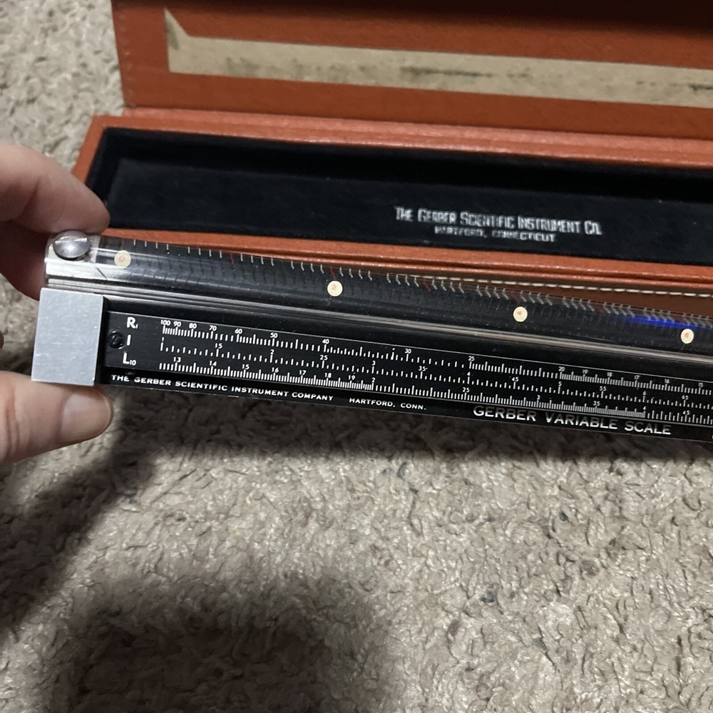 Vintage Gerber Variable Scale Engineering Slide Rule Model TP007100B w/ Case