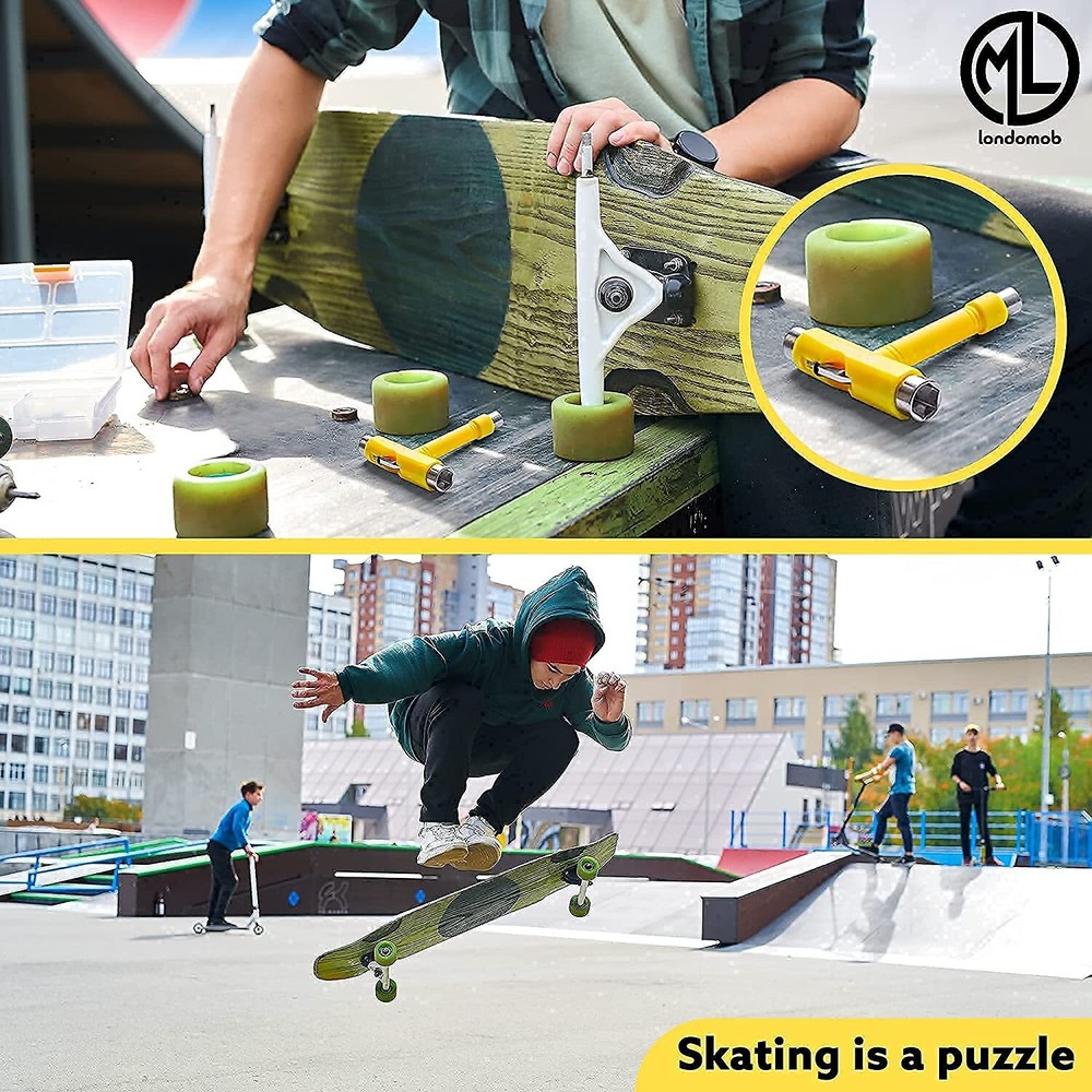 4 Item Pack Skateboard Wall Mount with T Skate Tool Accessory and Display Deck
