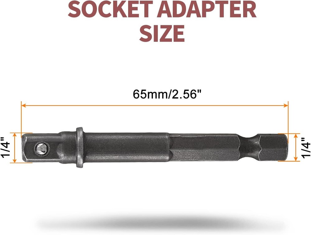 Square Socket Bit Adapter, 5 Pcs 1/4 Hex Impact Socket Extension Socket Driver B