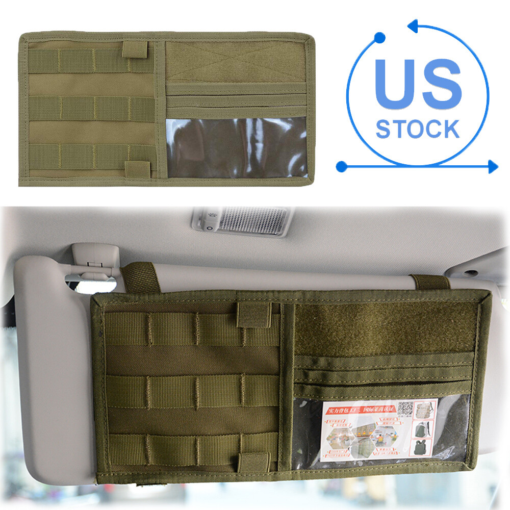 Car Sun Visor Organizer Tactical Molle Visor Panel Accessories Storage Bag Pouch