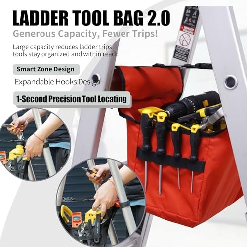 Folding Stepladder Tool Tray Bag, Fit Werner LittleGiant High Capacity