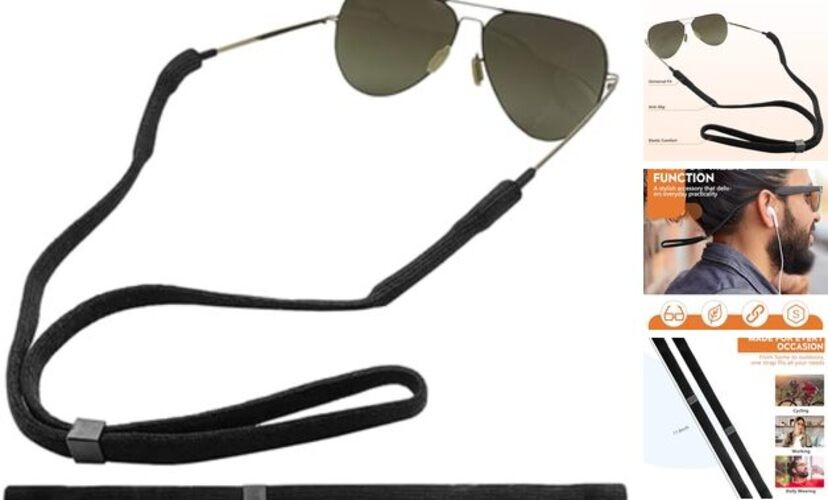 Adjustable Glasses Strap, 3-Pack Black Nylon Eyeglasses Strap with Secure