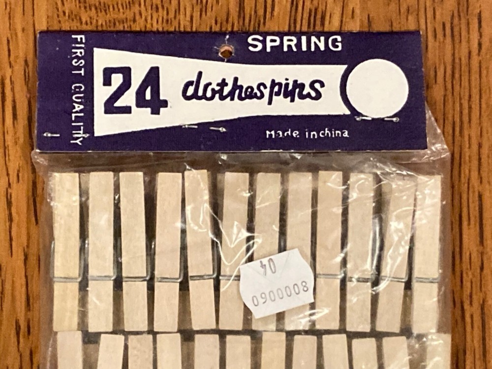 Vintage Mini Spring Wood Clothespins (24 pcs) First Quality