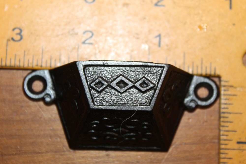 Antique Victorian Cast Iron Bin Apothecary Cupboard Drawer Pull L-102