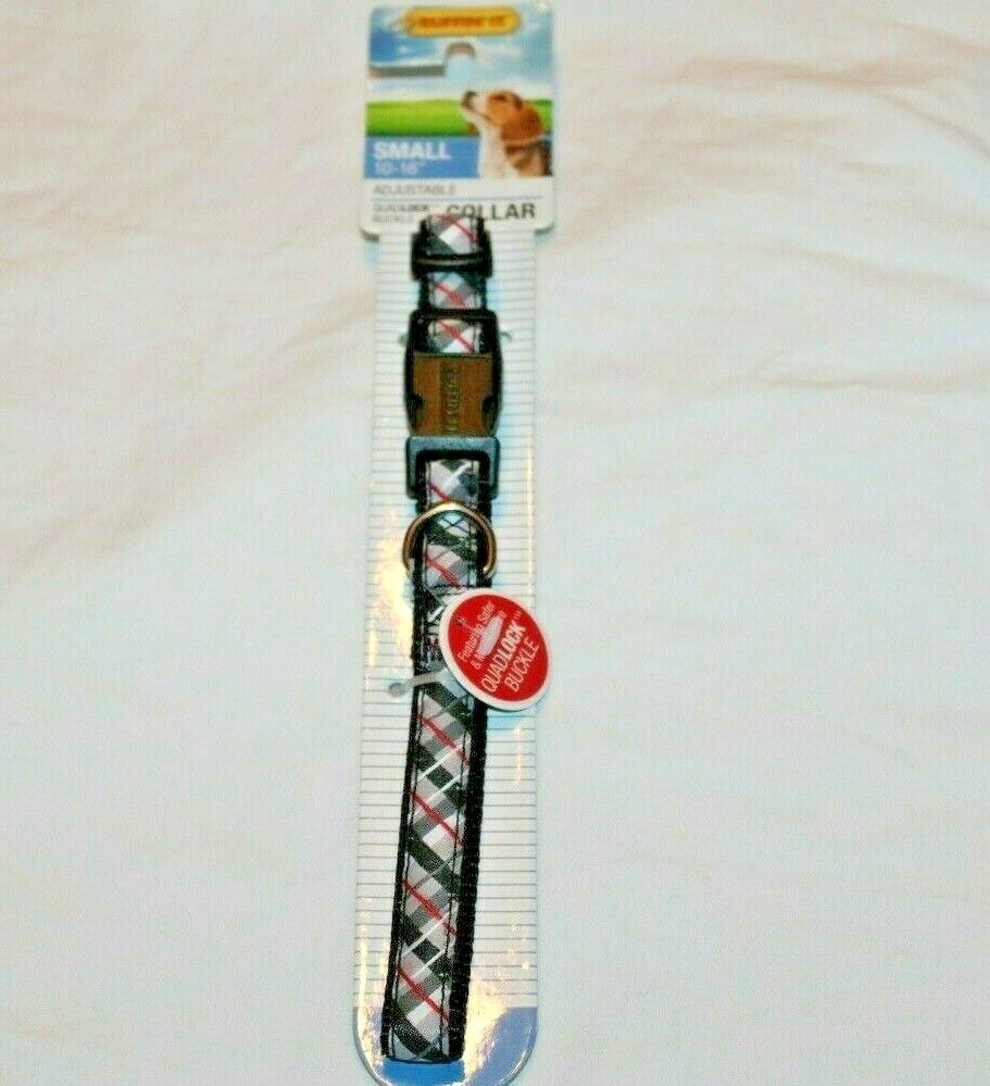 Ruffin' It Small Adjustable Quadlock Buckle Dog Collar - Black/Red Multicolor