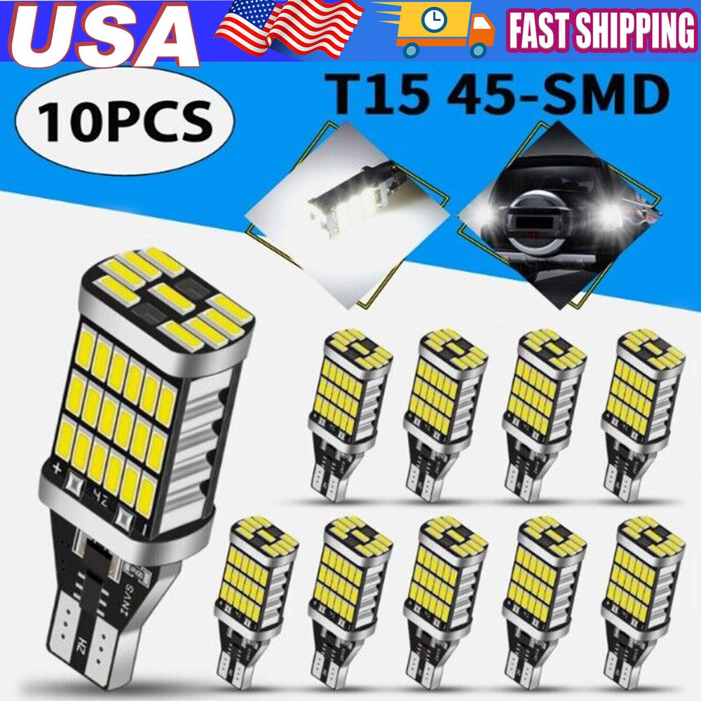 10X T15 921 912 LED Reverse Backup Light Bulbs W16W 916 6000K Super Bright White