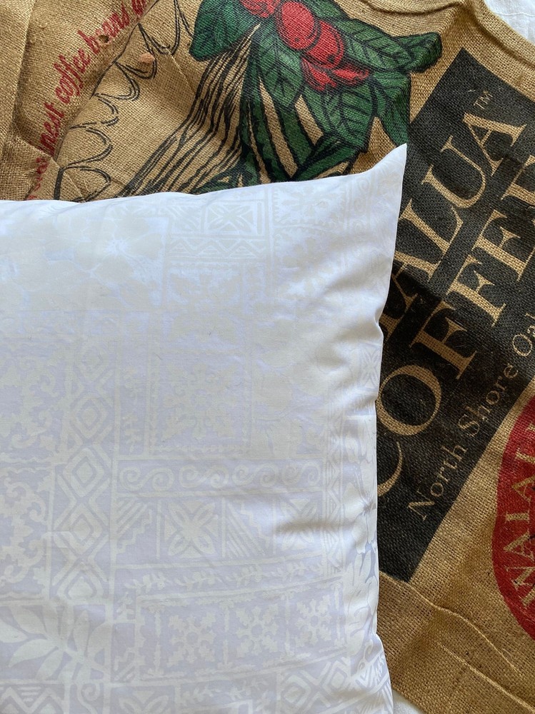 White on White Block Print with Hibiscus | Handmade | Poly Cotton