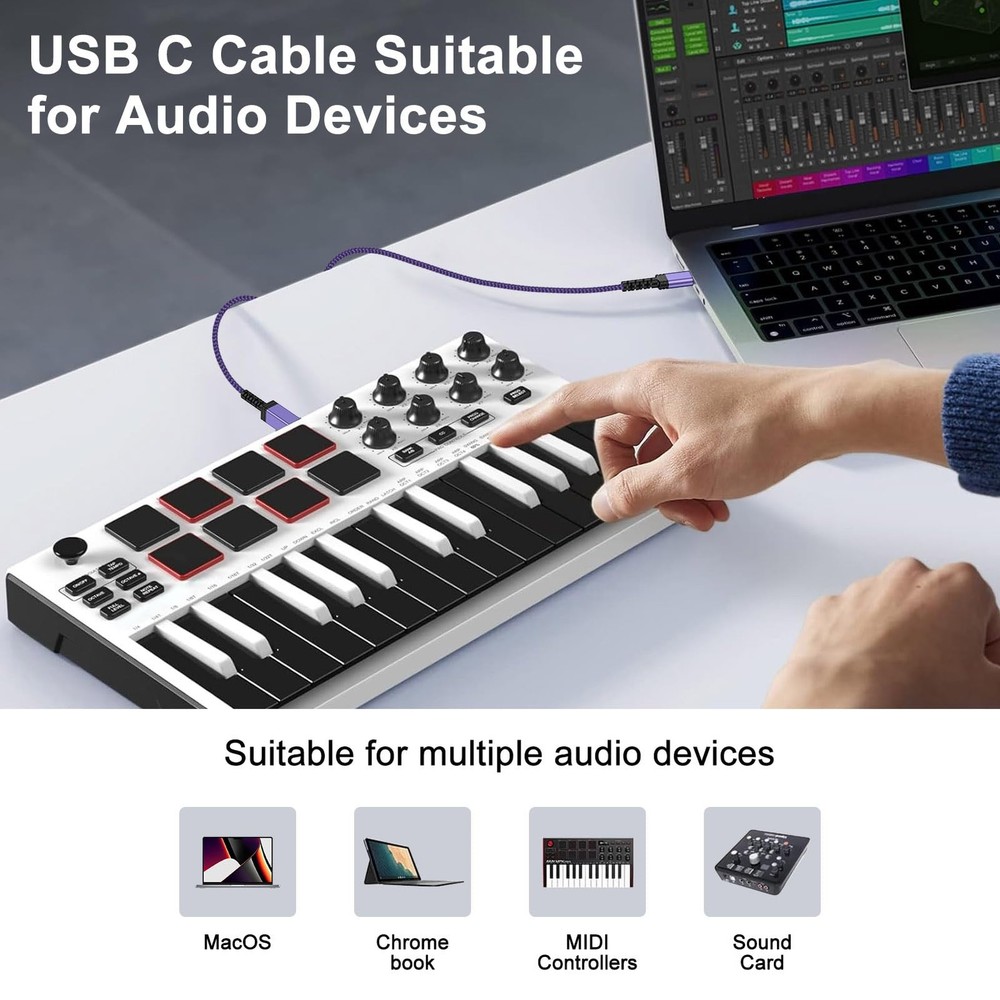 UorMe USB B to C Printer Cable 6FT, Type B C Purple
