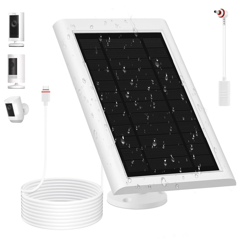 Solar Panel for Ring Camera(2nd Generation) Dustproof Waterproof White Grey