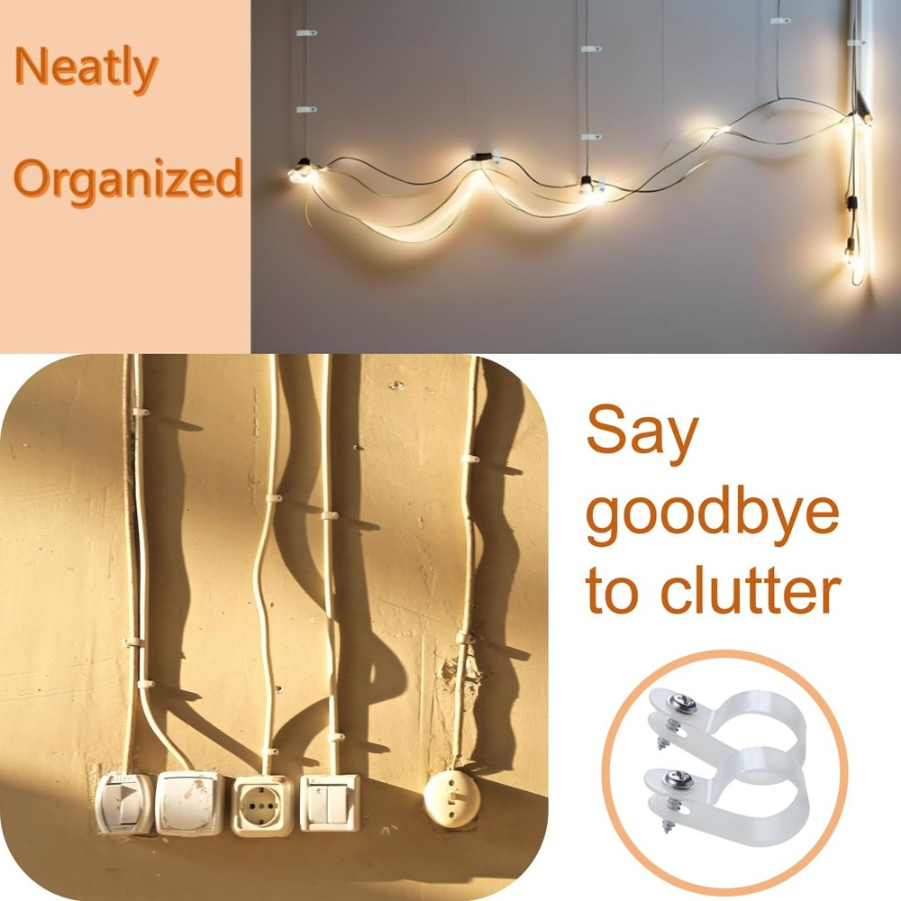 300 Pack 1/2 in Rope Light Clips p-Style Mounting Clips Plastic Cable Clamps ...