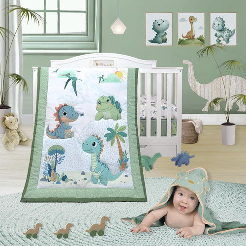 TrenD'lay 4 Piece - Includes Comforter, Fitted sheet, Crib skirt Multi Color