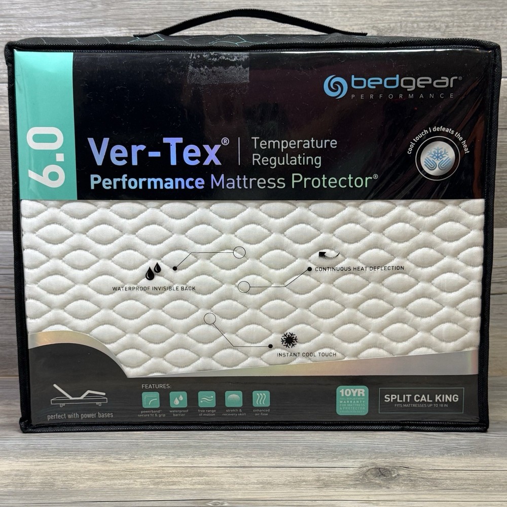 Bedgear Ver-Tex 6.0 Split Cal King Performance Mattress Protector Cool Touch
