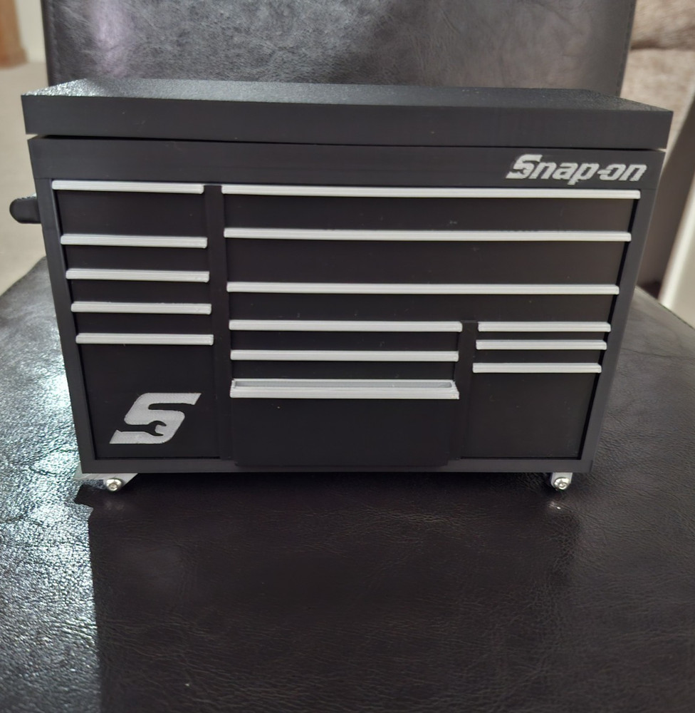 Snap-On Mini High Quality 3D Printed Toolbox (Black) (Silver)