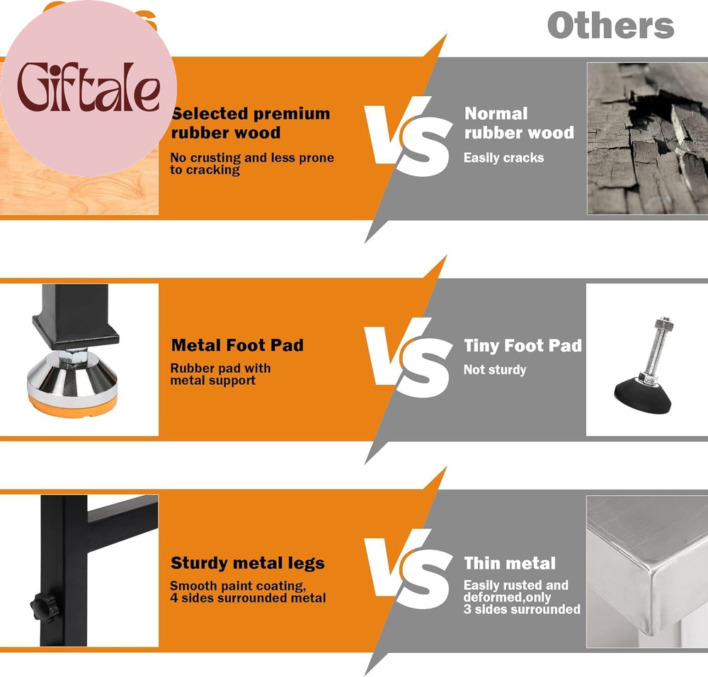 70" Adjustable Height Workbench, 2000 LBS Heavy Duty Work Table with Power Outle