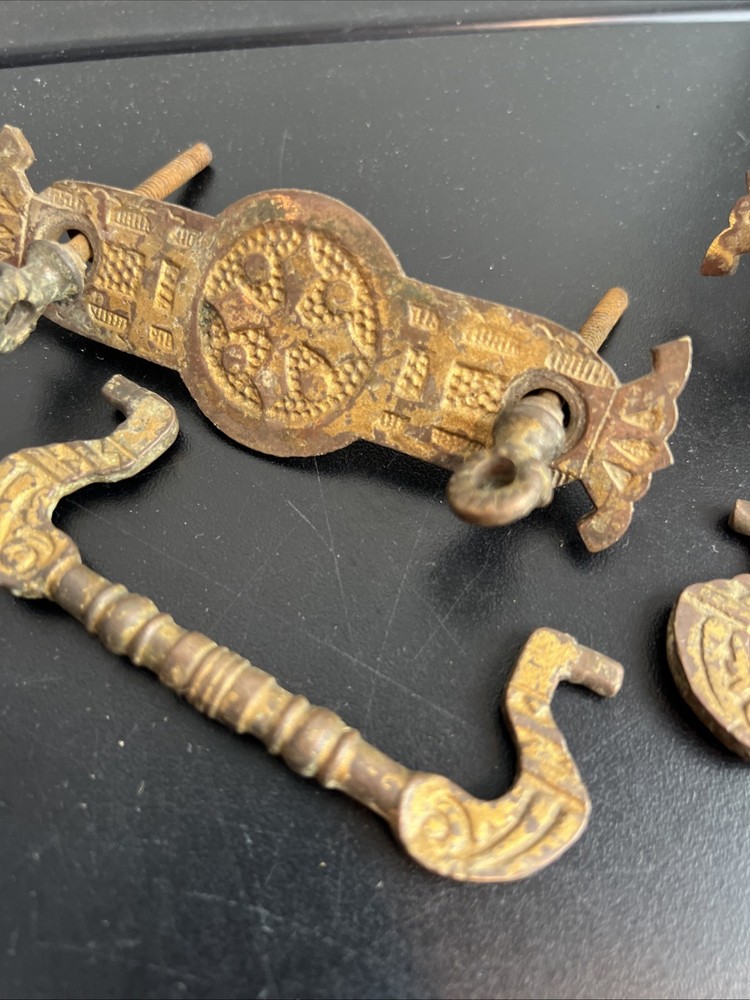 Antique Lot of Salvage Hardware For Doors Cabinets Thumb Latch Knobs Pulls