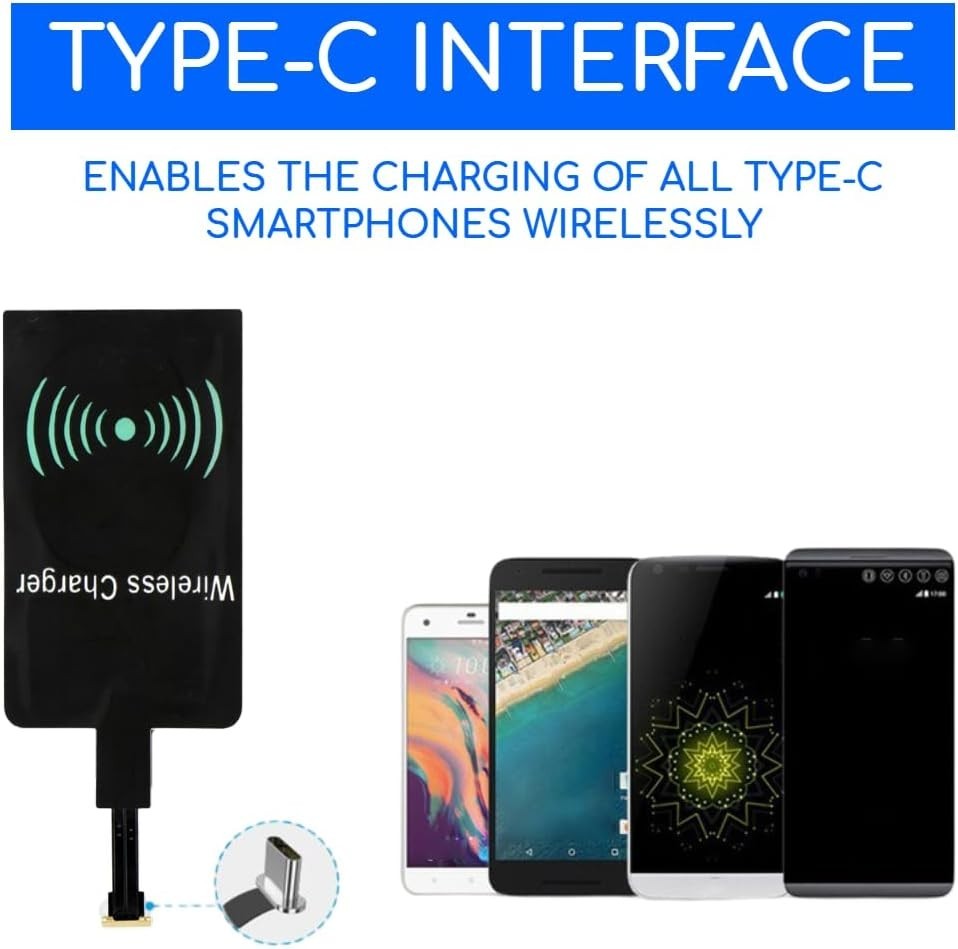 Ultra-Slim Type-C Wireless Charging Adapter for Android Devices - 1000mA