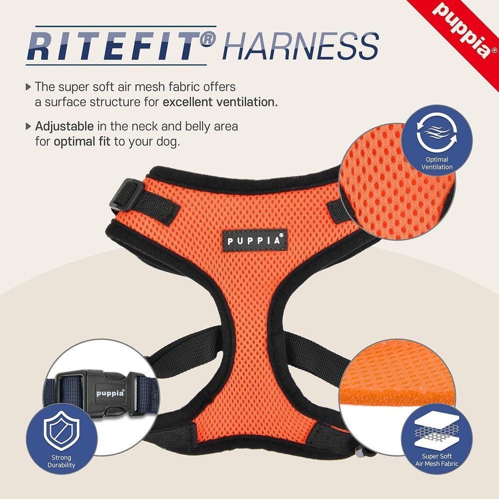 Beige Small Authentic RiteFit Dog Harness Adjustable Neck Walking Training