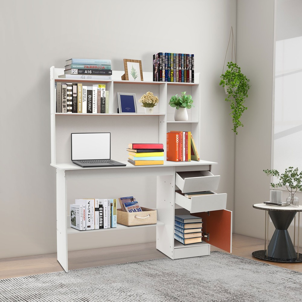 Home Office Desk, Modern Computer Desk,Freestanding Rectangular Wood Office Desk