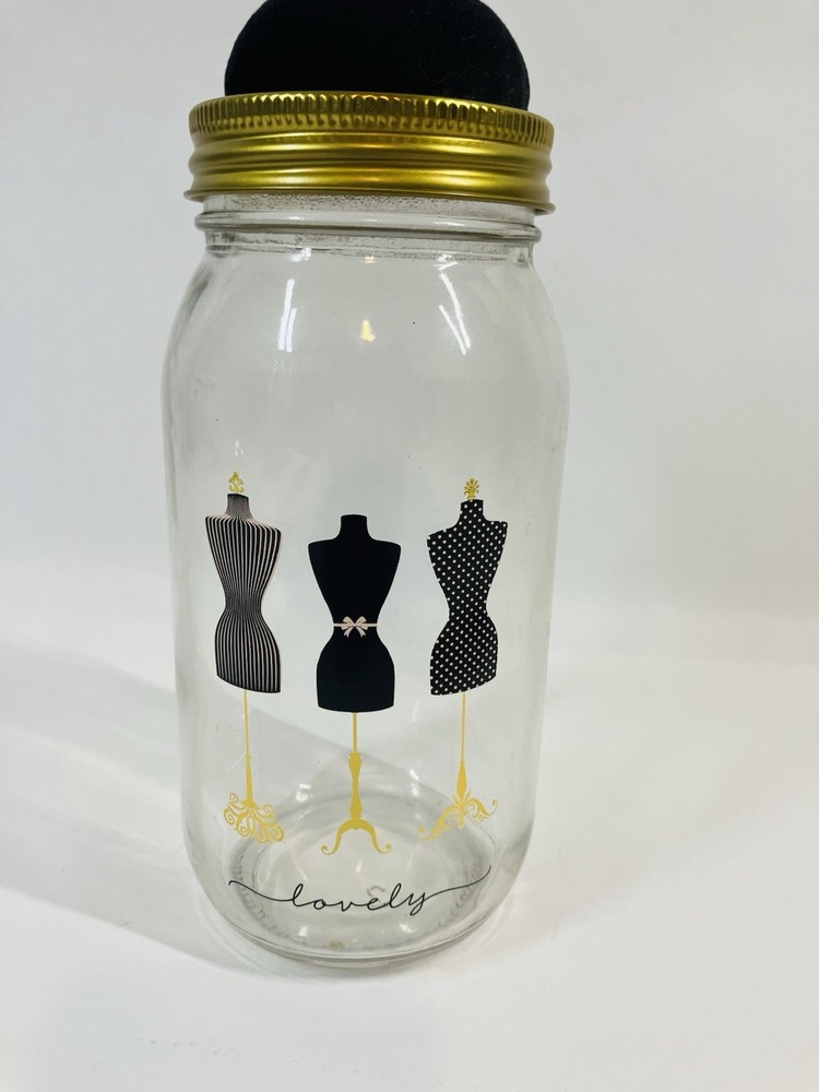 Mason Jar Pin Cushion Sewing Storage 8”
