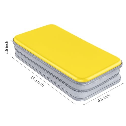 CD Case holder, 80 Capacity CD/DVD Case Holders Wallet Hard Plastic CD Yellow