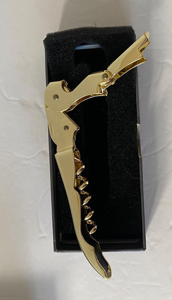 Viski 24K Gold Plated Double Hinged Corkscrew New in Box