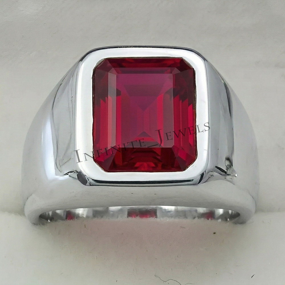 Natural Ruby Ring Men's 925 Sterling Silver Ring Handmade Engagement Man's Ring