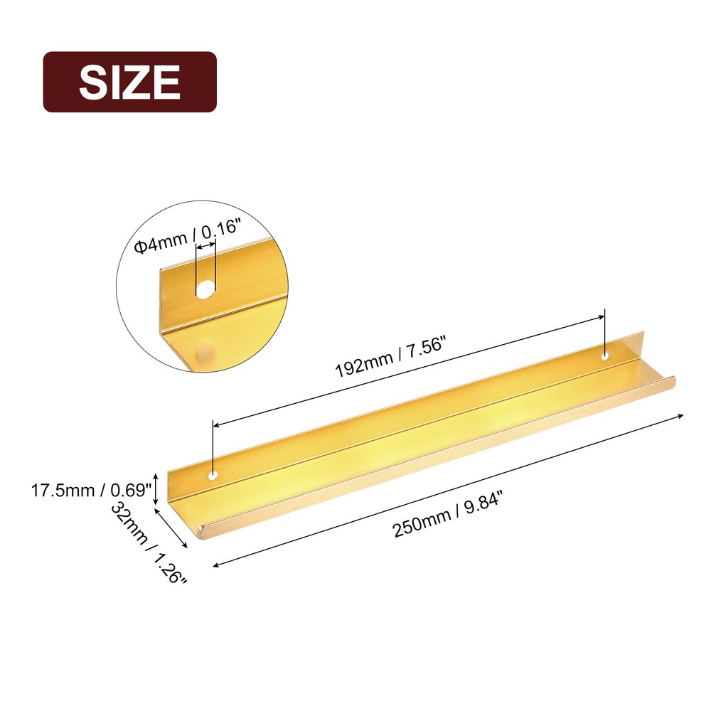 Cabinet Edge Finger Pull, 8pcs 250mm / 9.84" Hidden Cabinet Pulls, Gold