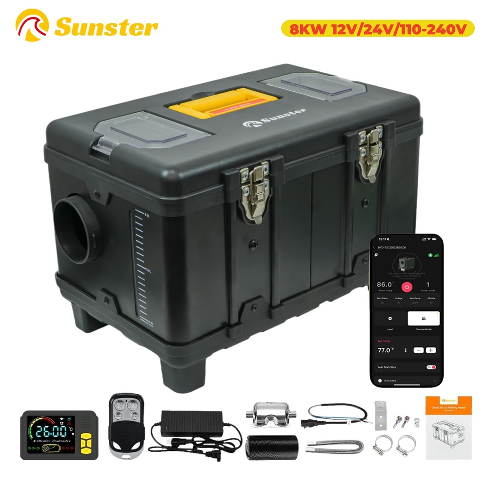 Diesel Air Heater 12V 24V 110V 8KW For Car Camper Bluetooth Toolbox Night Heater