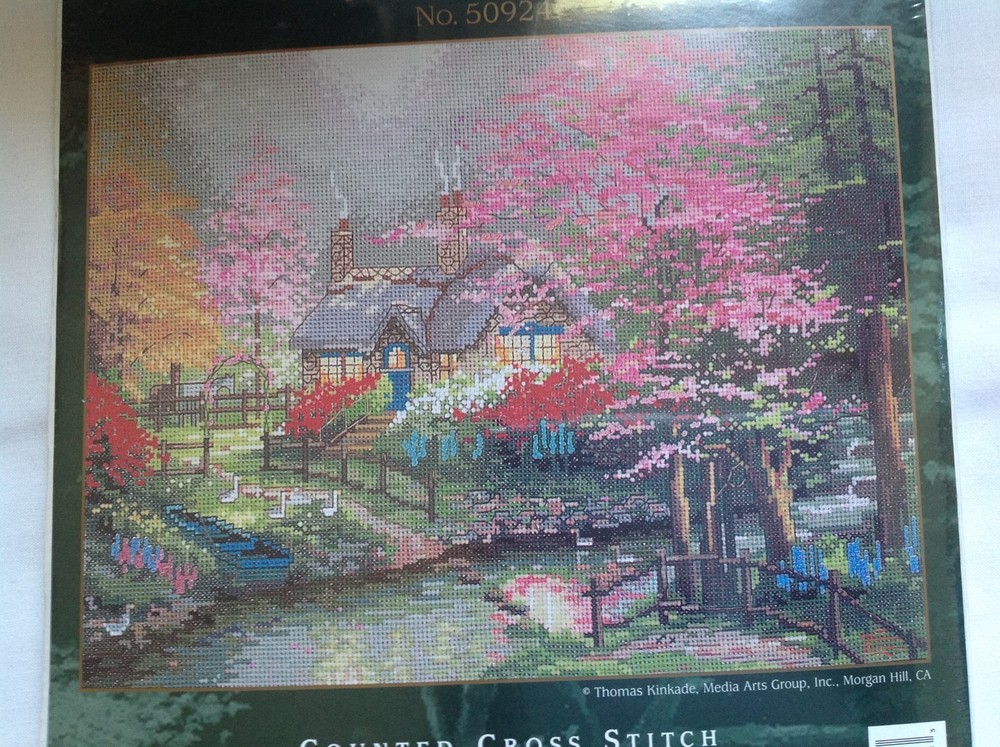 Thomas Kinkade Stepping Stone Cottage Needlepoint Counted Cross Stitch 14"X11"