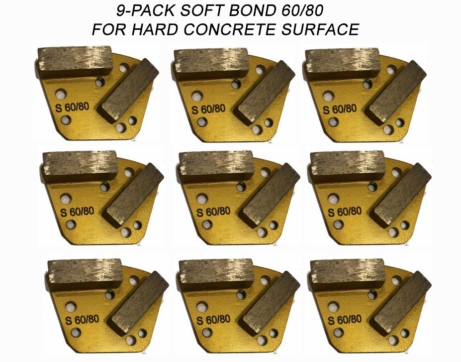 9-Pack! Diamond Grinding Discs For Bolt-on Grinder For HARD Surface Grit 60/80