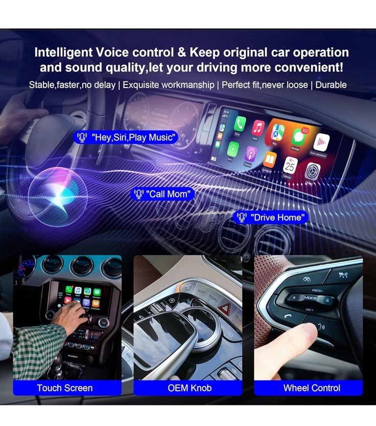 2025 Upgraded Wireless Carplay Adapter for iPhone, Plug&Play Auto-Connected