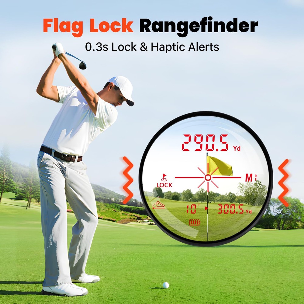 Bestsee Golf Rangefinder with Slope & Red Backlight, 1500Yards Black + White