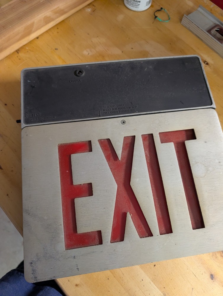 Vintage EXIT Sign Cast Aluminum Light Single Sided - Untested