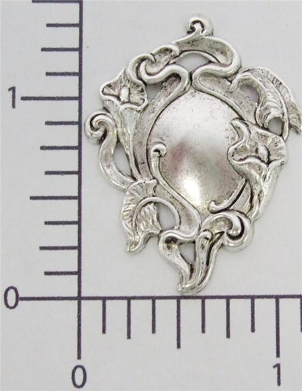 13034 - 2 Pc Calla Lily Victorian Jewelry Finding Matte Silver Oxidized