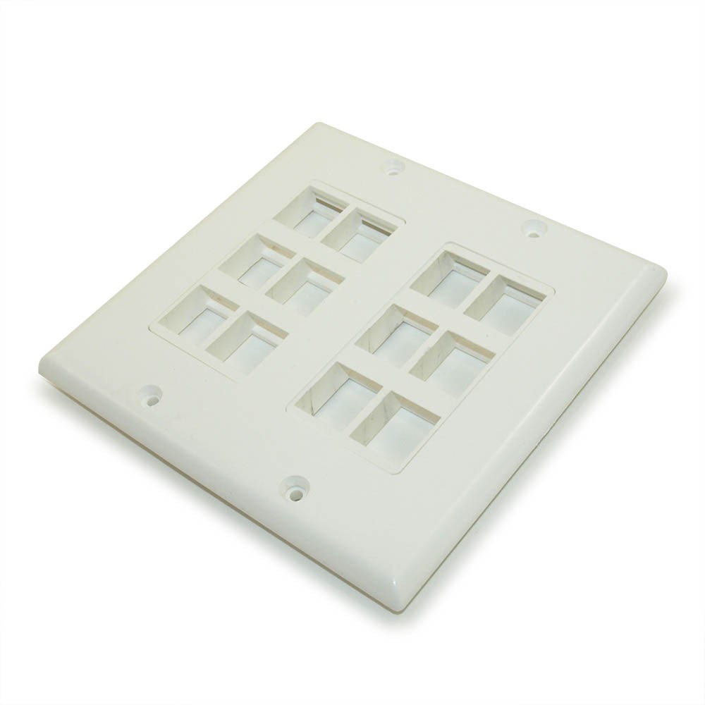 Wallplate: Decora Keystone  DUAL Gang 12 Hole - White