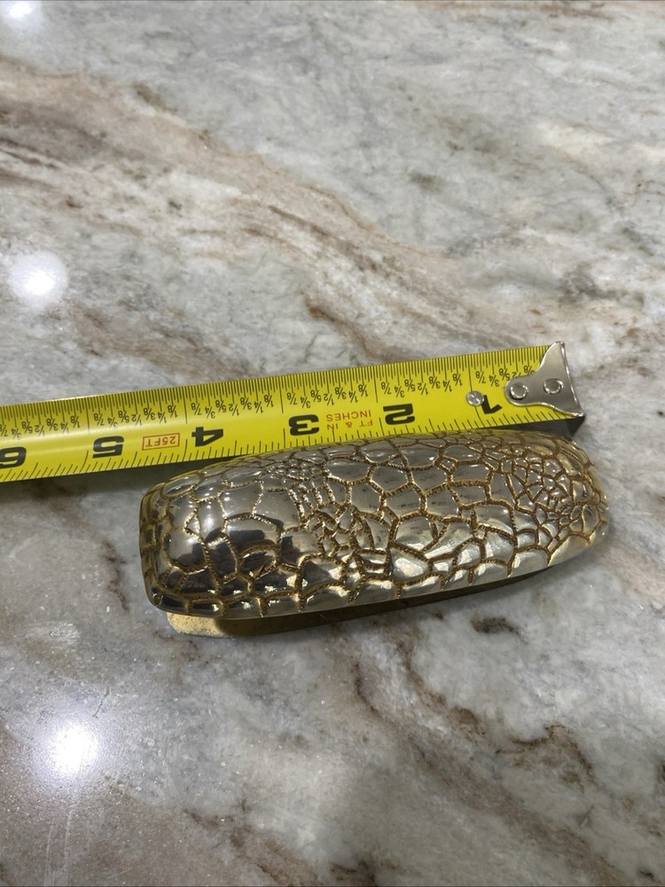 Brass Gold Tone Stapler Lizard Snake Scale Texture Vintage Works