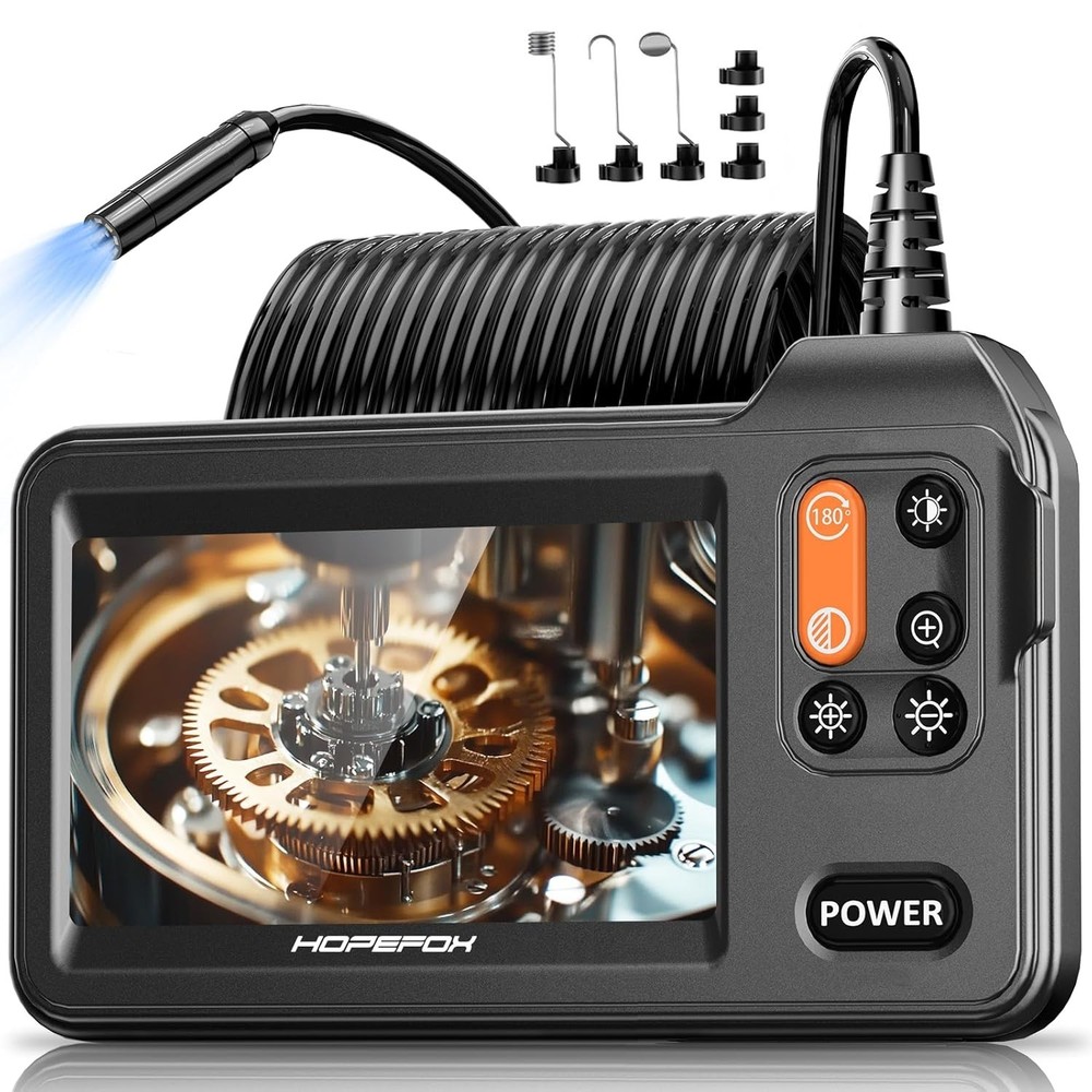 Borescope Camera with Light, Endoscope Inspection Camera with 8 Adjustable Leds
