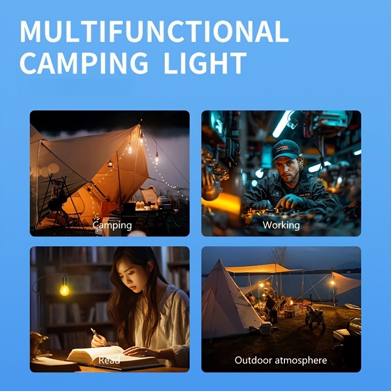 Solar Portable Camping Light with Hook LED Lighting Lantern Atmosphere Light