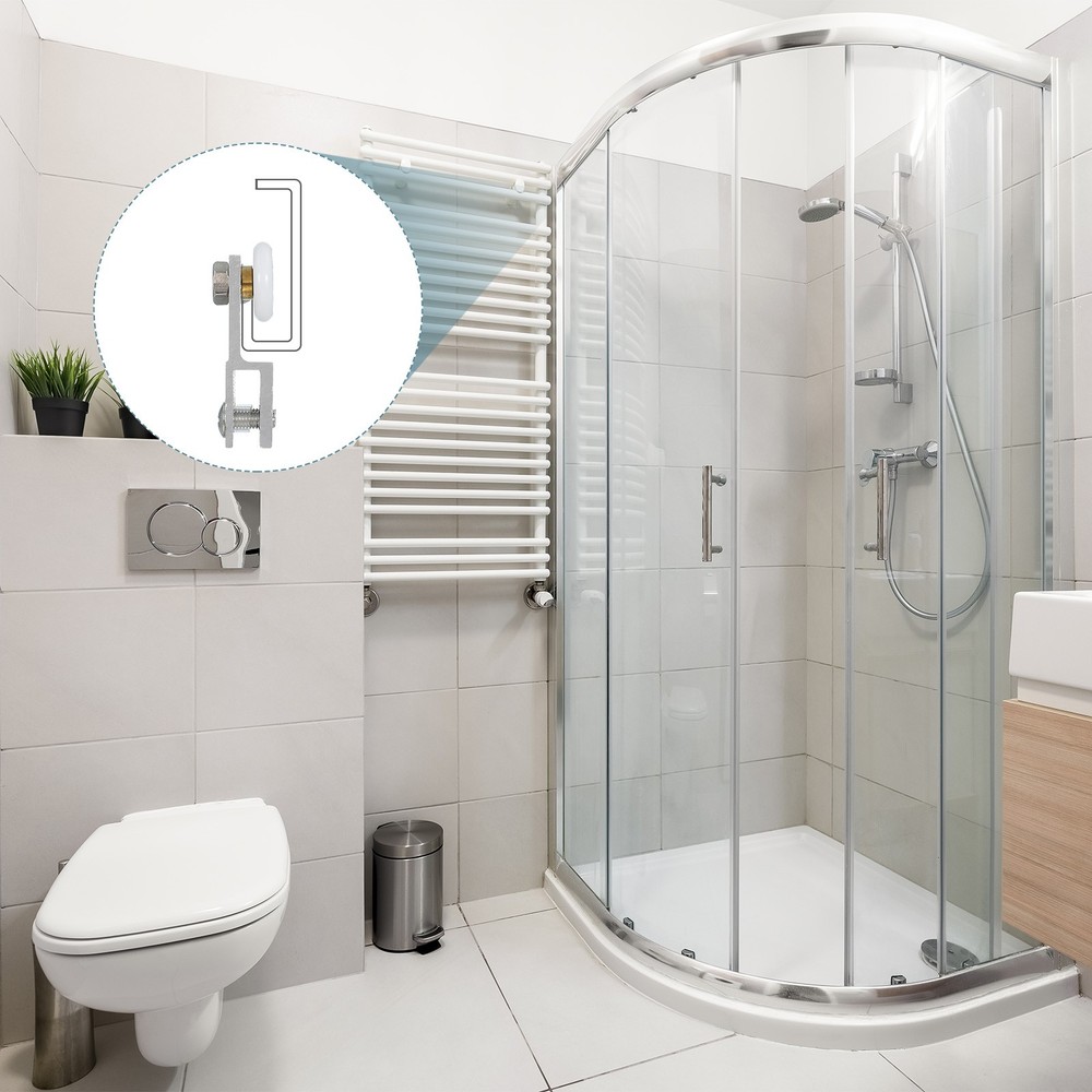2 Pcs 26mm Diameter Frameless Sliding Shower Door Roller Replacement Silver