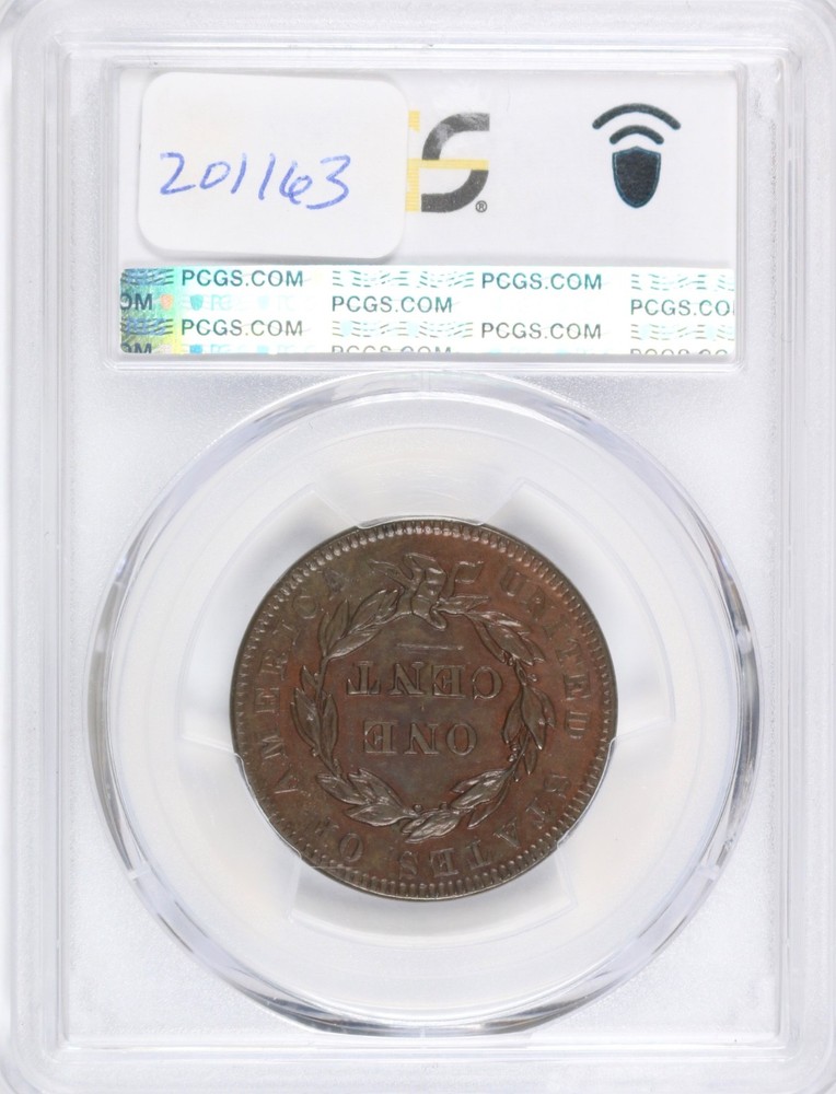 1838 Large Cent NEWCOMB 12 PCGS AU58