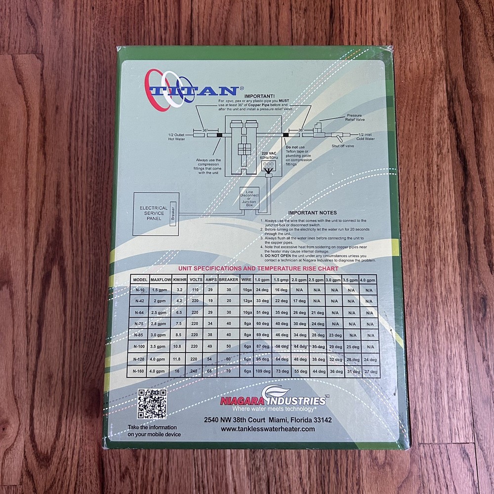 Titan N-120X SCR-2 Electric Tankless Water Heater 4.0 GPM/11.8 KW/54 Amp New