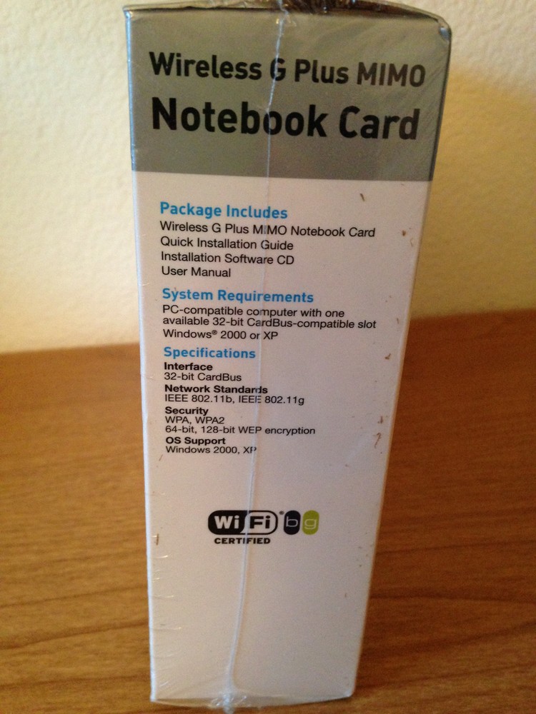 NEW Belkin Wireless G Plus MIMO Notebook Card Sealed New!