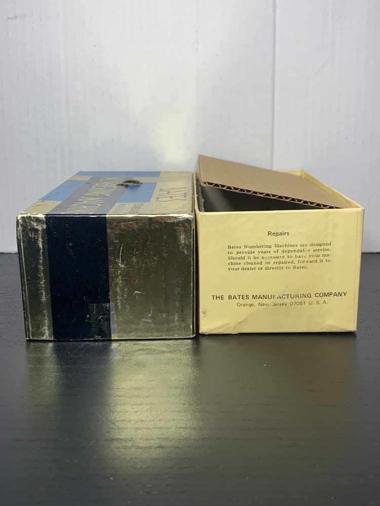 Vintage Bates 6 Wheel Standard Movement Numbering Machine w/ Box