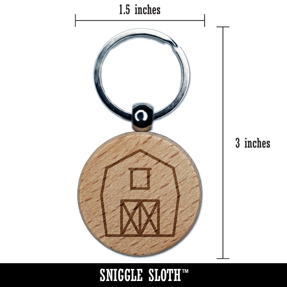 Barn Doodle Engraved Wood Round Keychain Tag Charm
