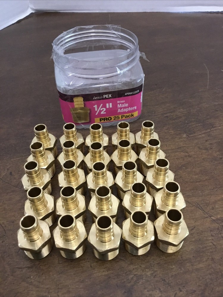 Apollo 1/2 in. Brass PEX-B Barb x MPT Adapter Pro Pack (25-Pack) Missing Lid