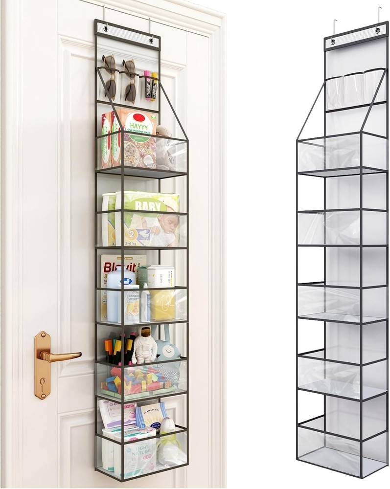 Versatile Hanging Pantry Organizer with Clear Pockets - Efficient Space Saver