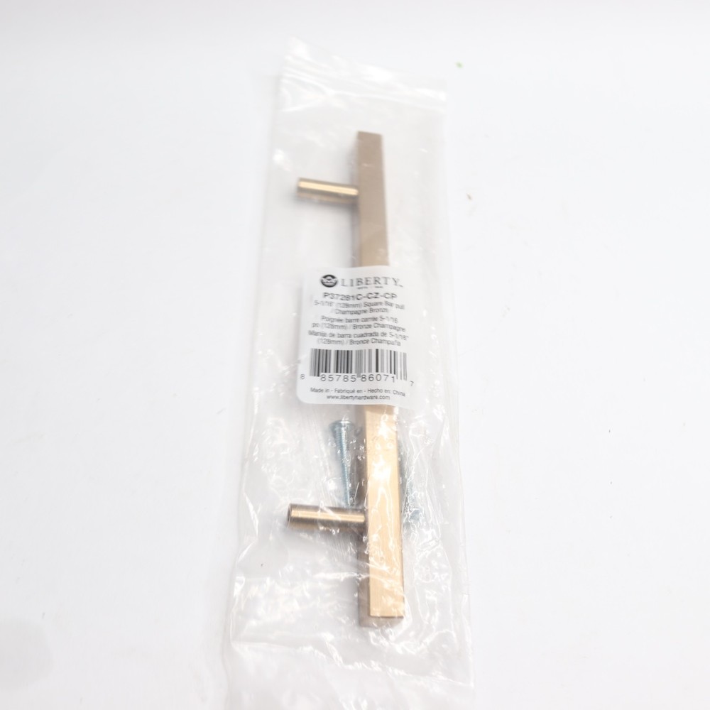 Liberty Hardware Square Bar Cabinet Pull Champagne Bronze 5.06"