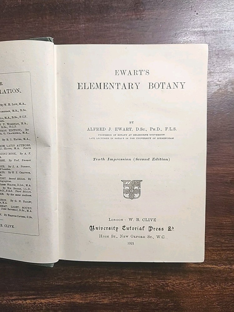 ELEMENTARY BOTANY 1921 RARE